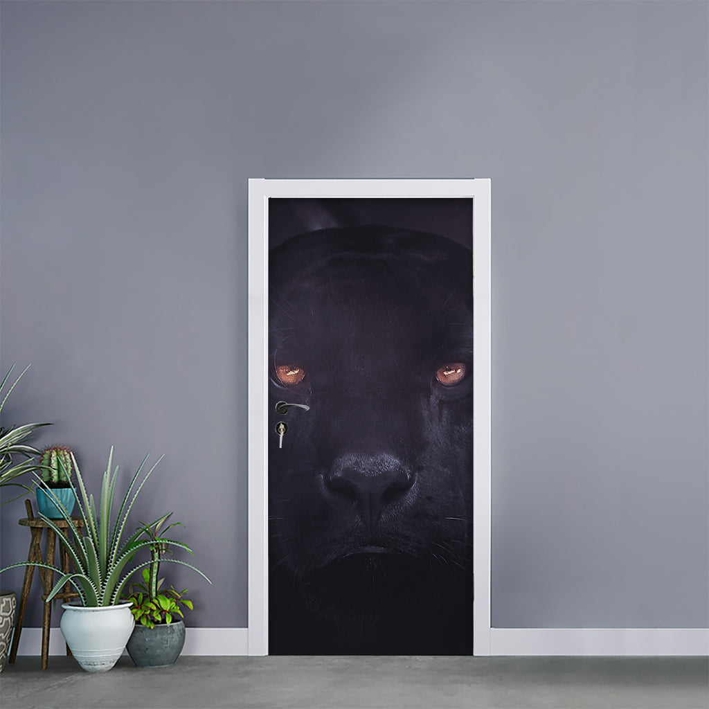Black Jaguar Print Door Sticker