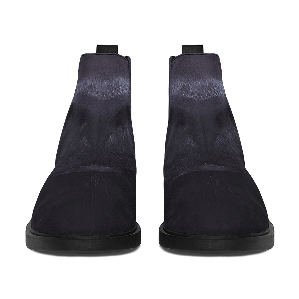 Black Jaguar Print Flat Ankle Boots