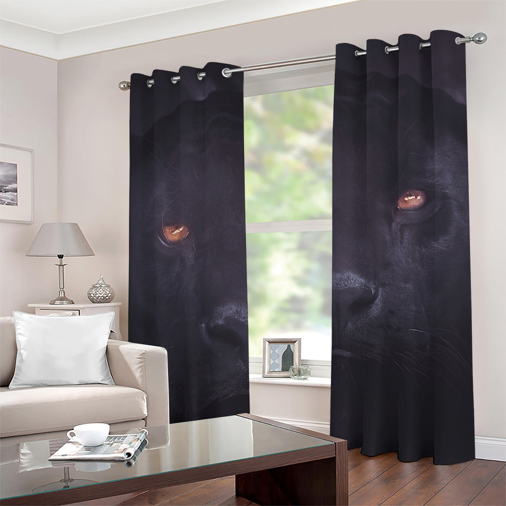 Black Jaguar Print Grommet Curtains