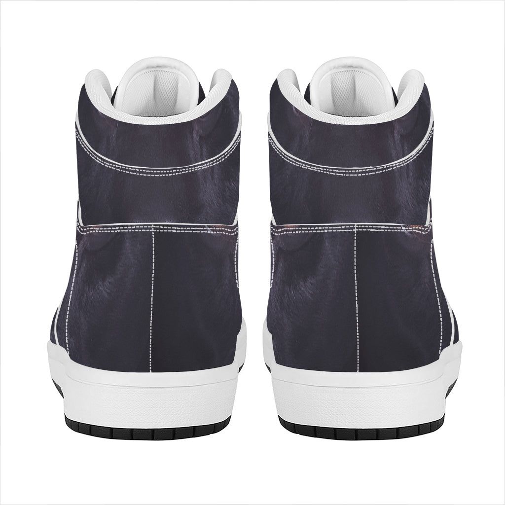 Black Jaguar Print High Top Leather Sneakers