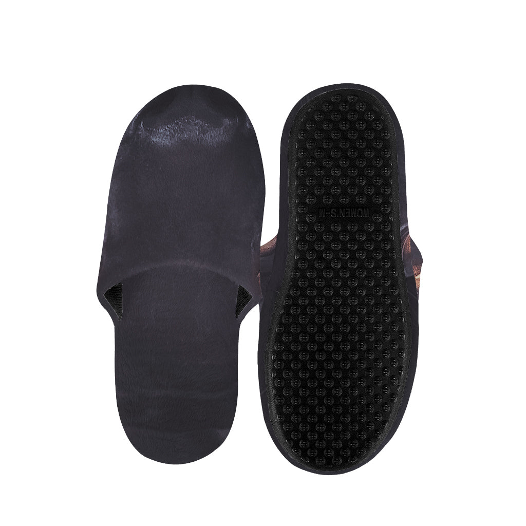 Black Jaguar Print Slippers