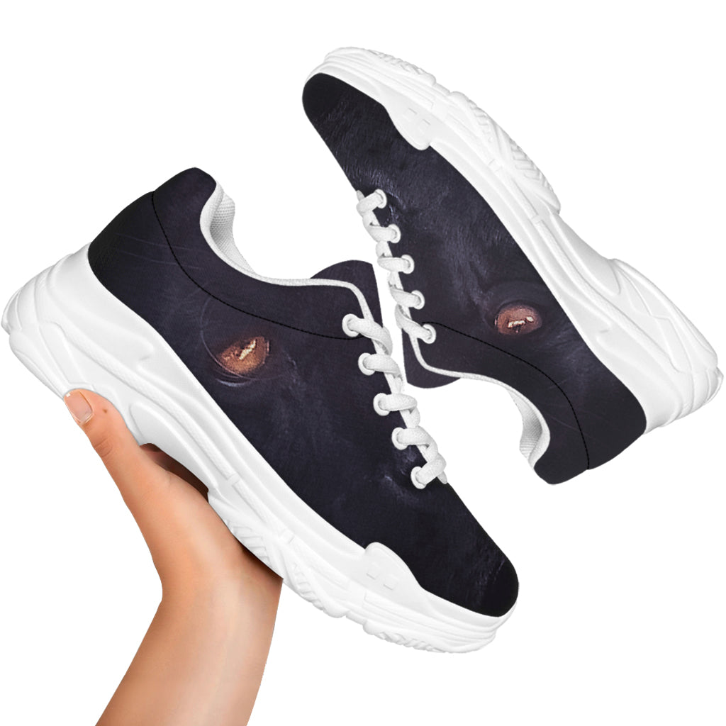 Black Jaguar Print White Chunky Shoes