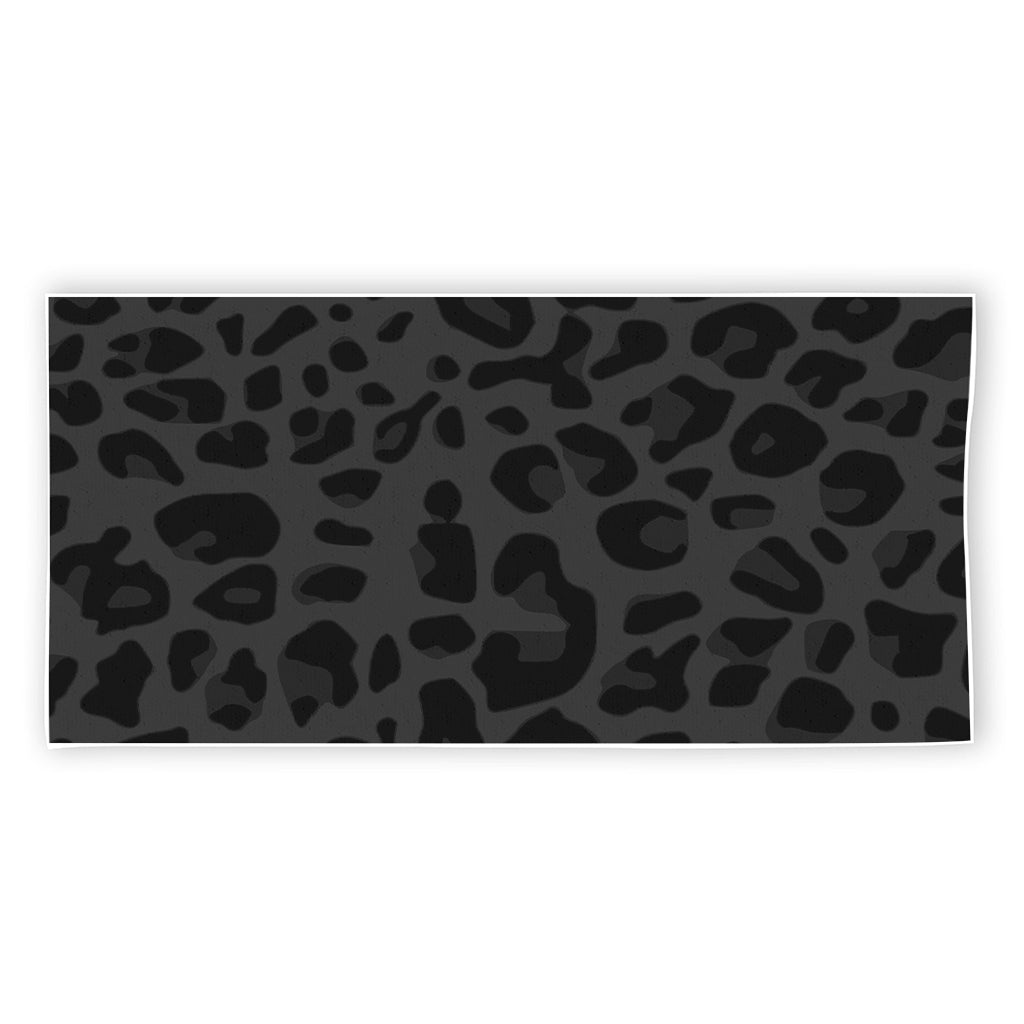 Black Leopard Print Beach Towel