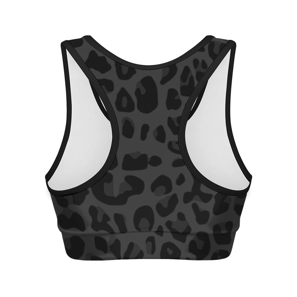 Black Leopard Print Women's Sports Bra