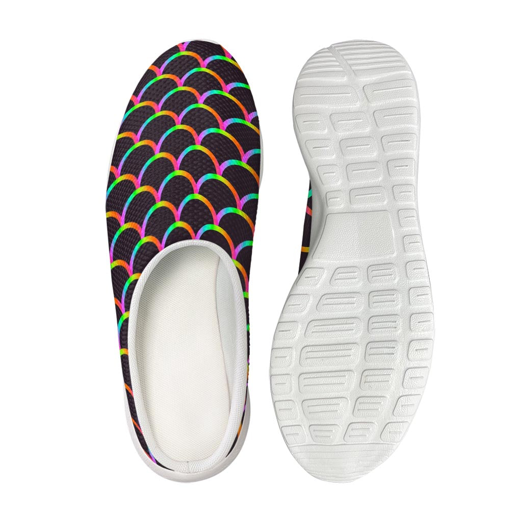 Black Mermaid Scales Pattern Print Mesh Casual Shoes