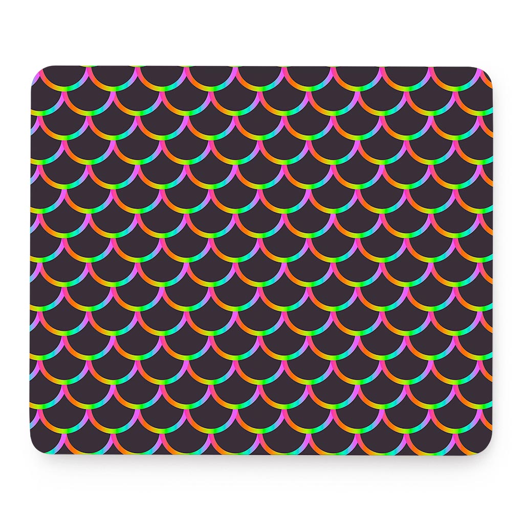 Black Mermaid Scales Pattern Print Mouse Pad