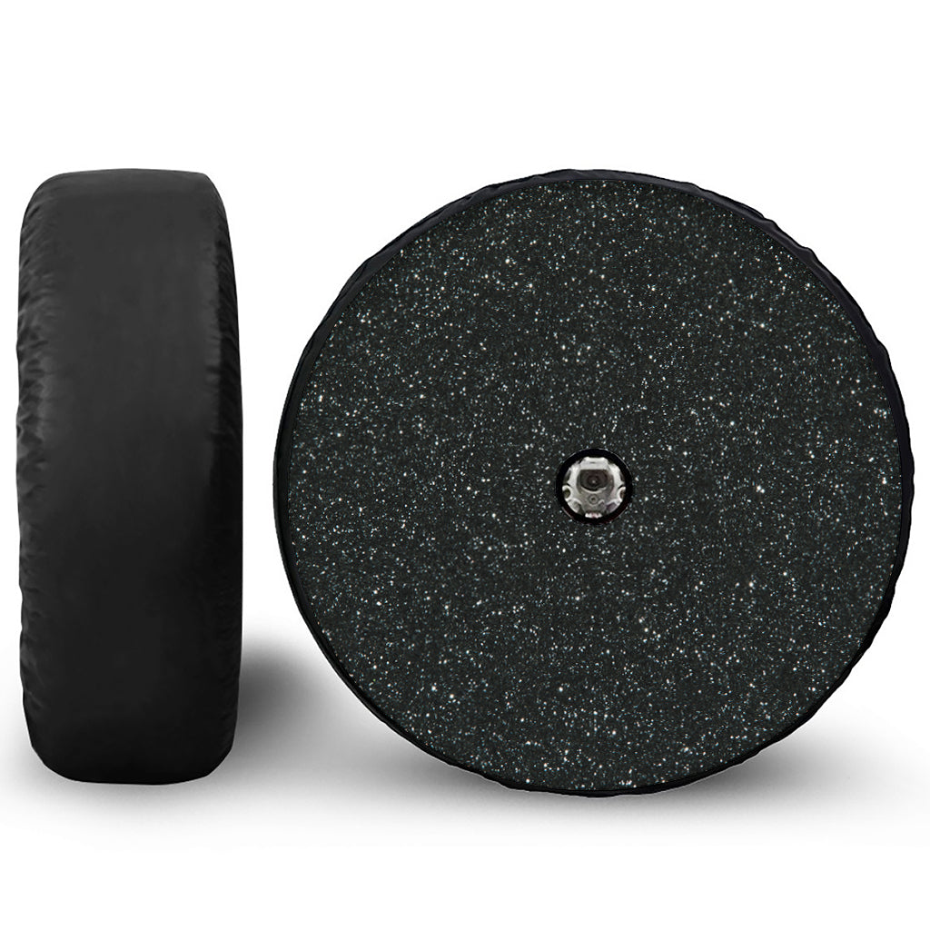 Black (NOT Real) Glitter Print Tire Cover With Camera Hole