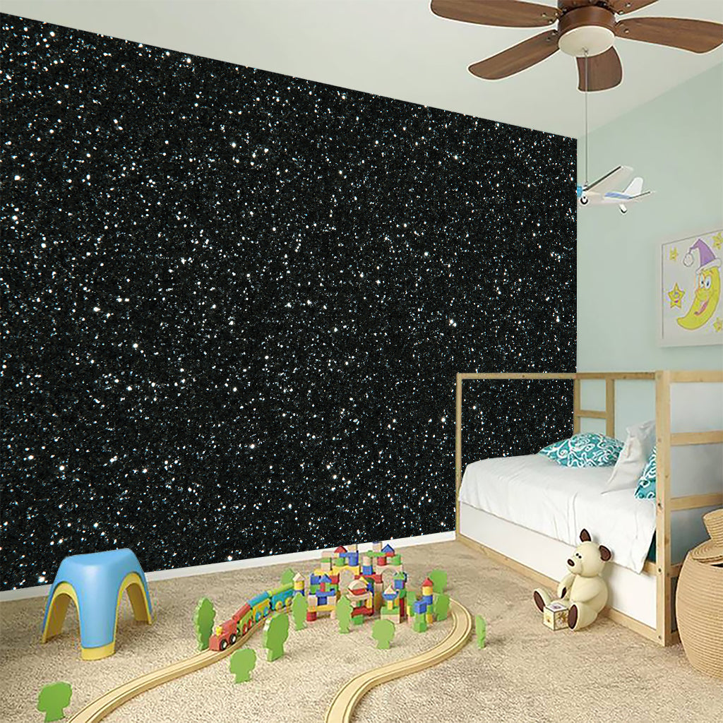 Black (NOT Real) Glitter Print Wall Sticker
