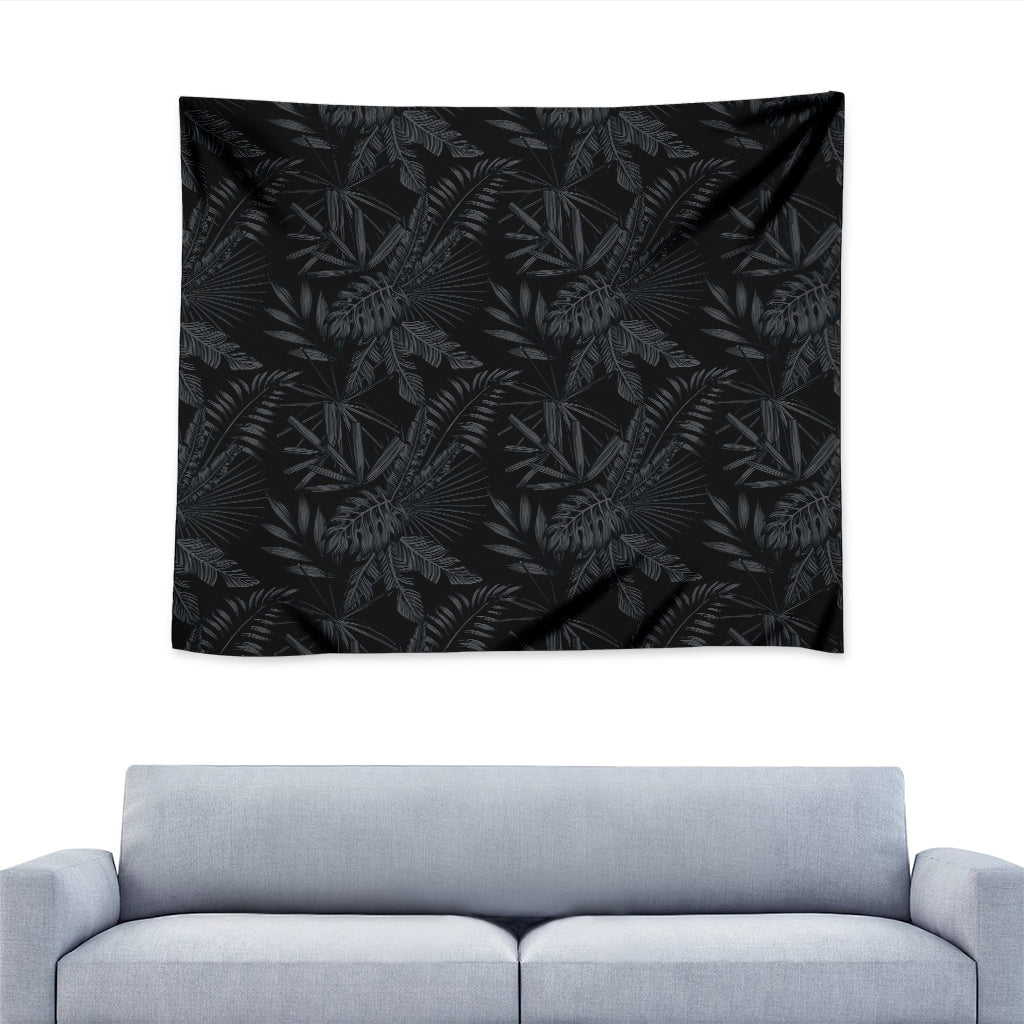 Black Palm Leaf Aloha Pattern Print Tapestry