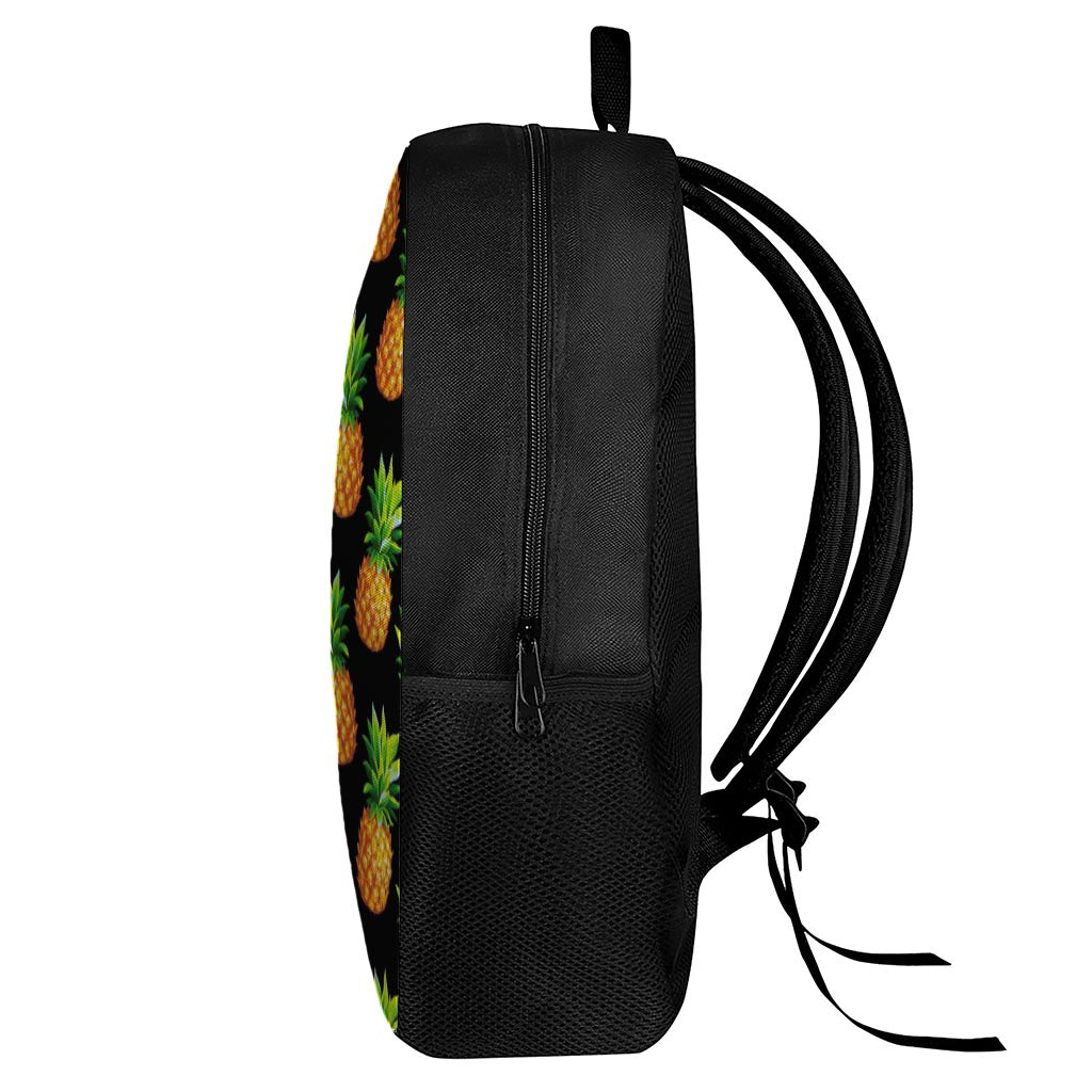 Black Pineapple Pattern Print 17 Inch Backpack
