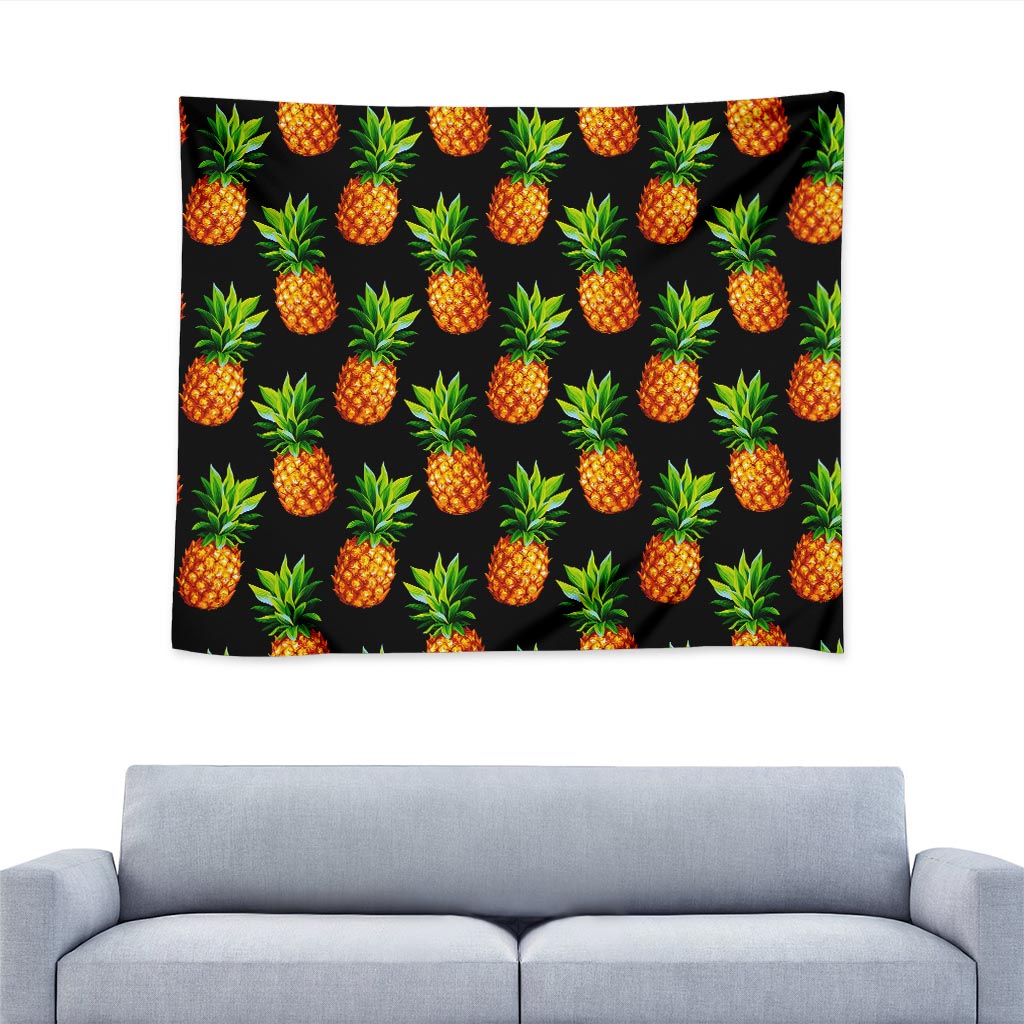Black Pineapple Pattern Print Tapestry