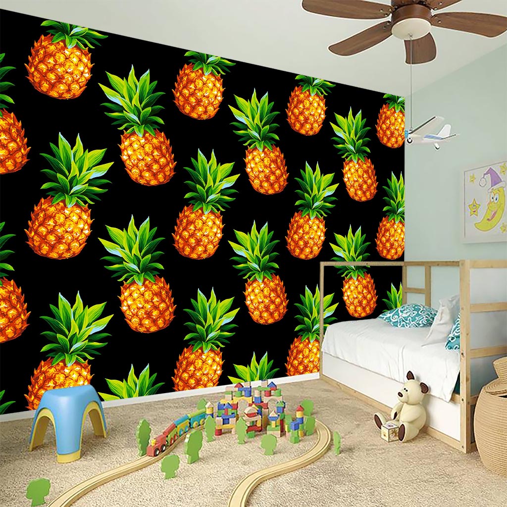 Black Pineapple Pattern Print Wall Sticker