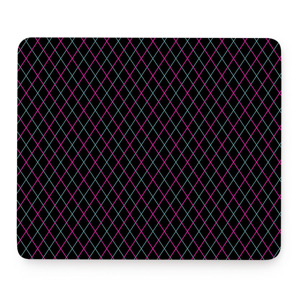 Black Pink And Blue Argyle Pattern Print Mouse Pad