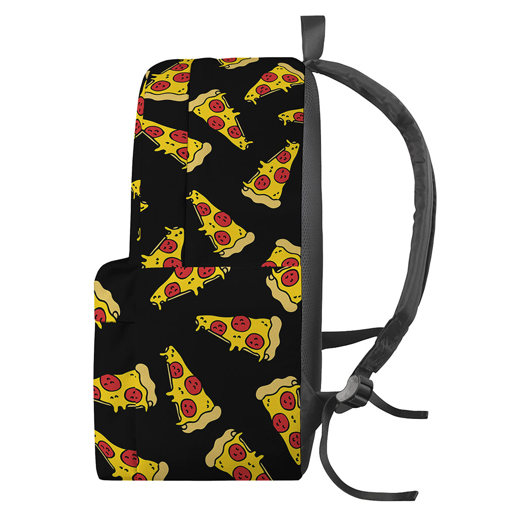 Black Pizza Pattern Print Backpack