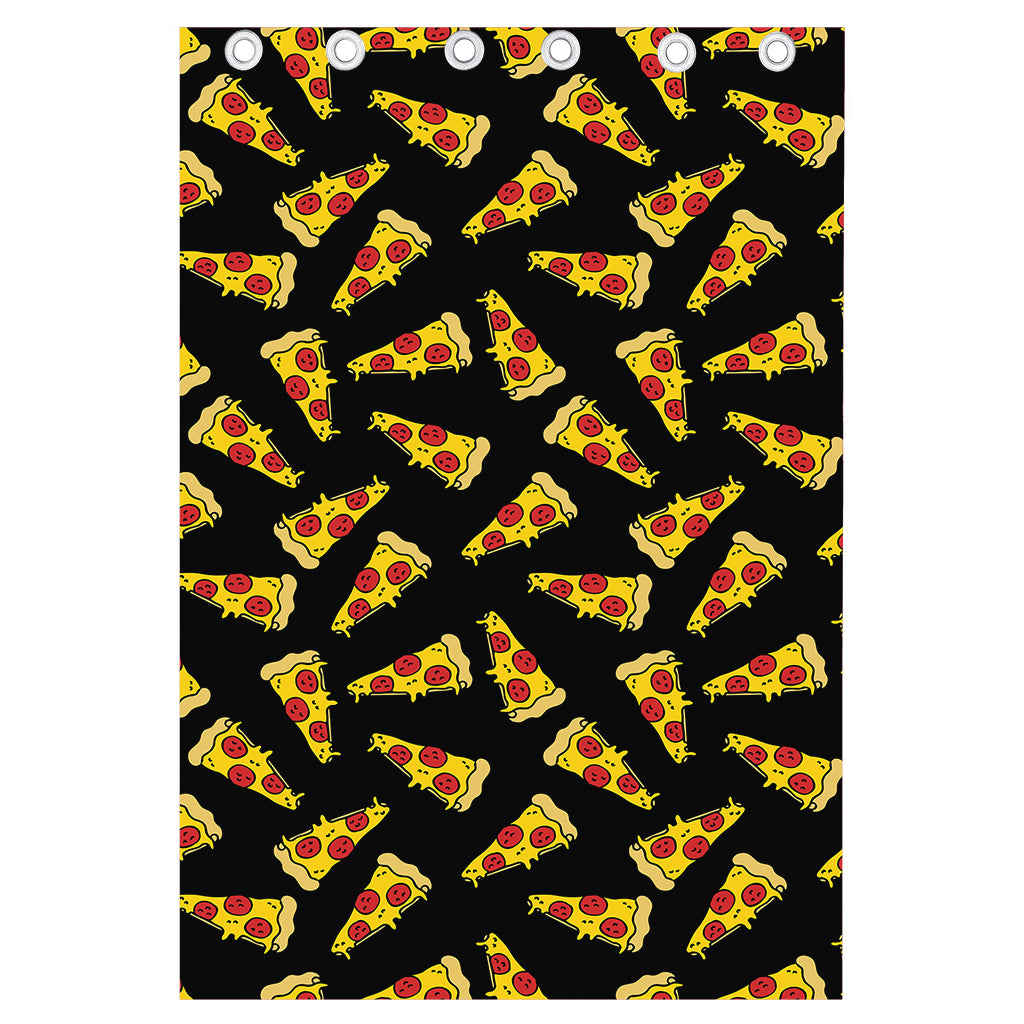 Black Pizza Pattern Print Curtain