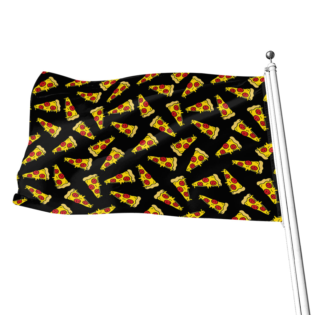 Black Pizza Pattern Print Flag
