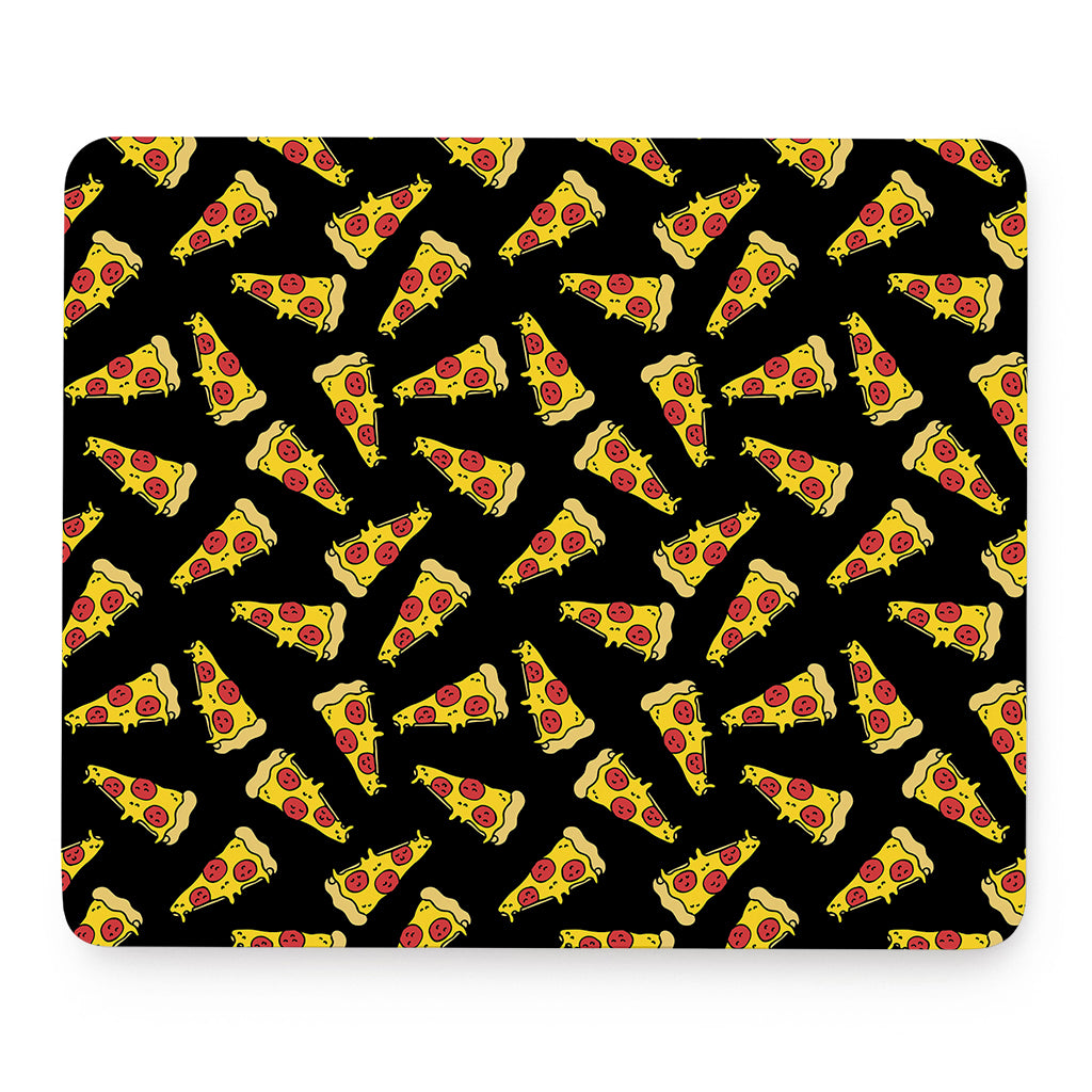 Black Pizza Pattern Print Mouse Pad