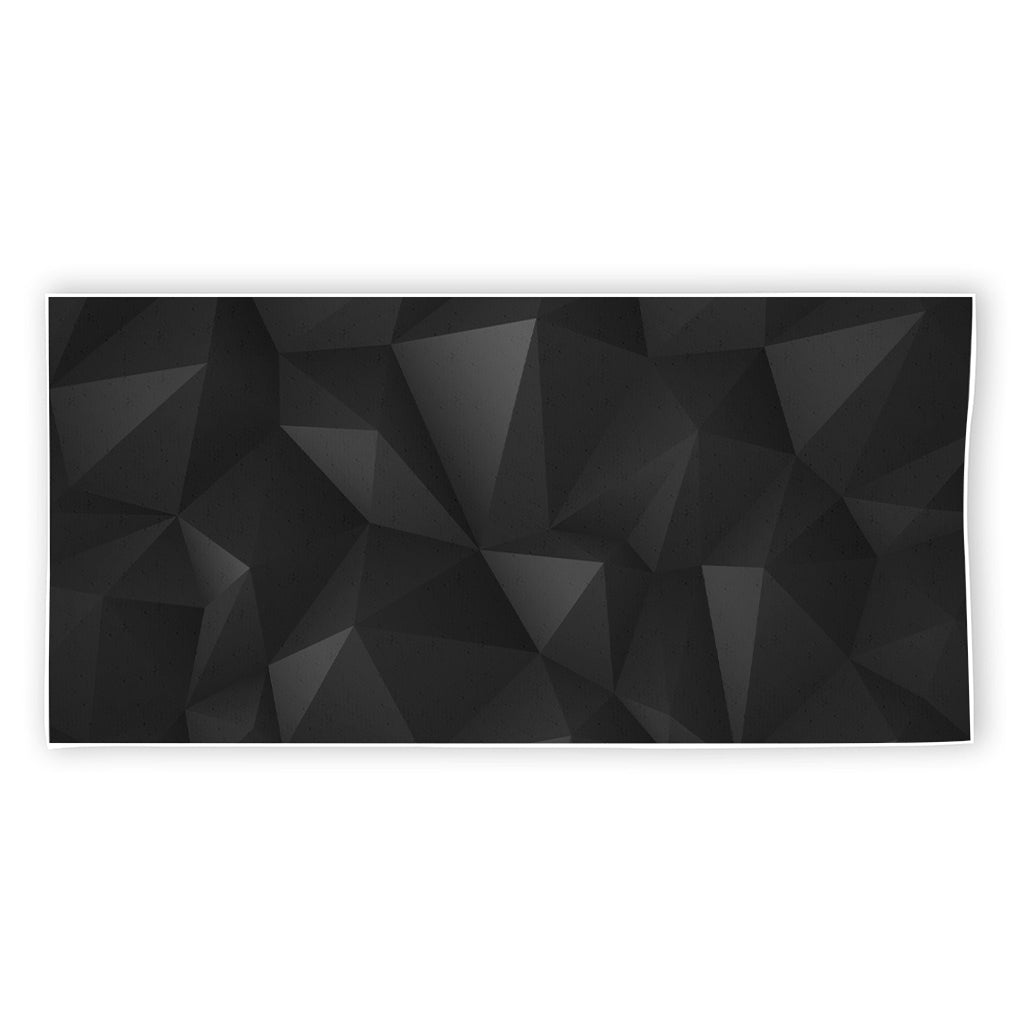 Black Polygonal Geometric Print Beach Towel
