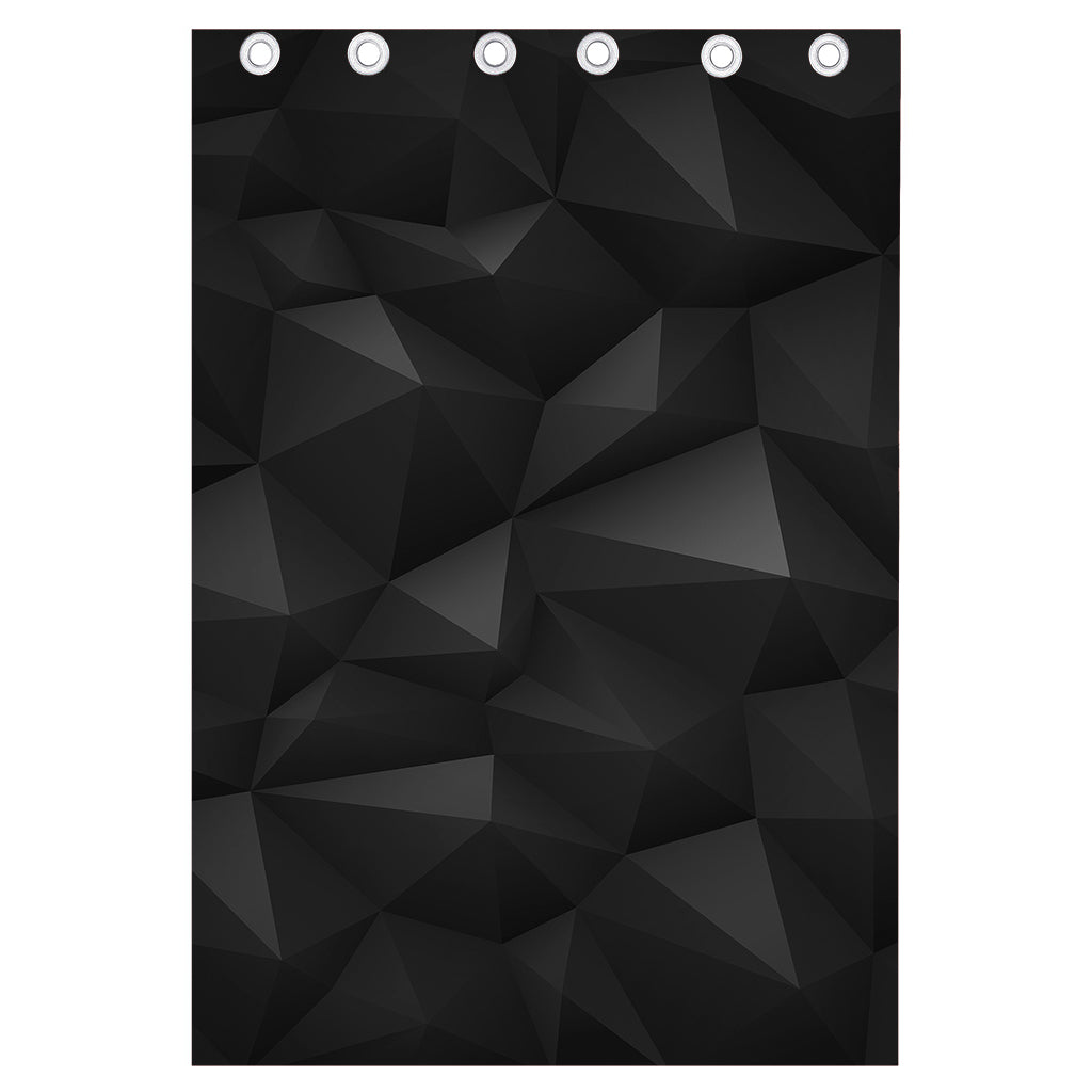 Black Polygonal Geometric Print Curtain