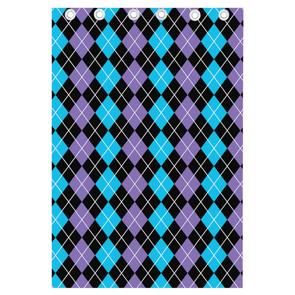 Black Purple And Blue Argyle Print Curtain