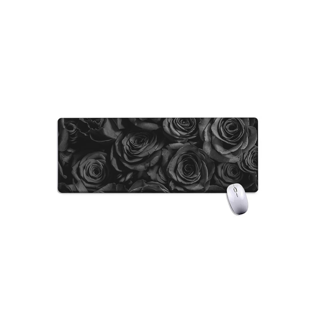 Black Rose Print Extended Mouse Pad