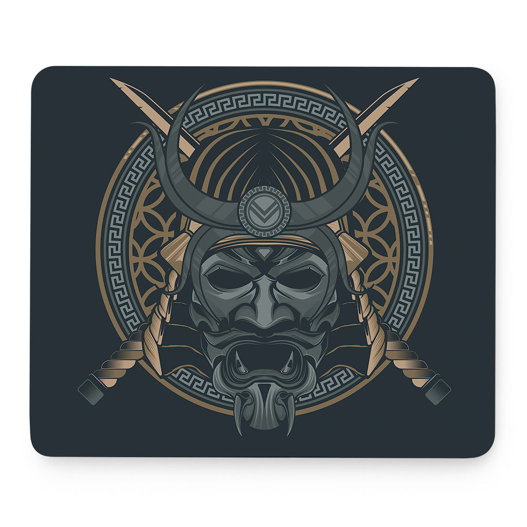 Black Samurai Mask Print Mouse Pad