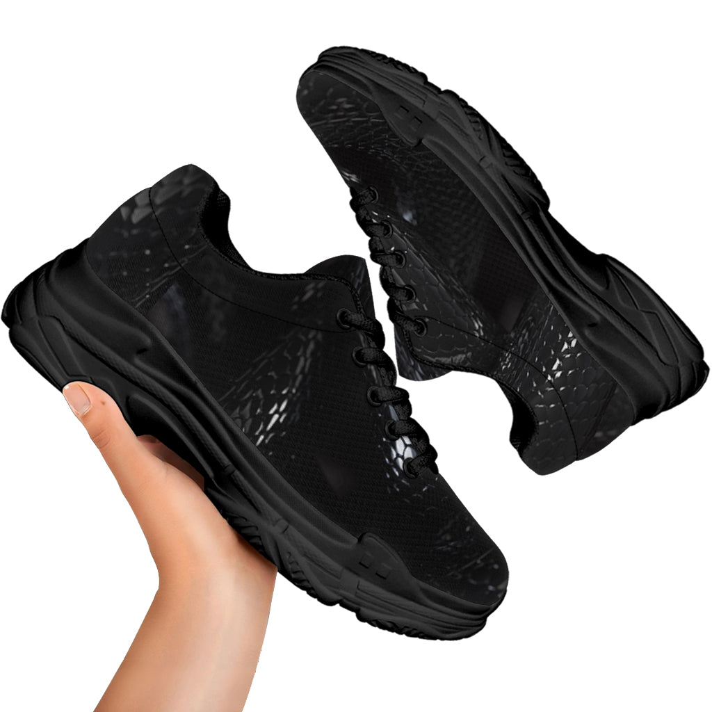 Black Snake Print Black Chunky Shoes