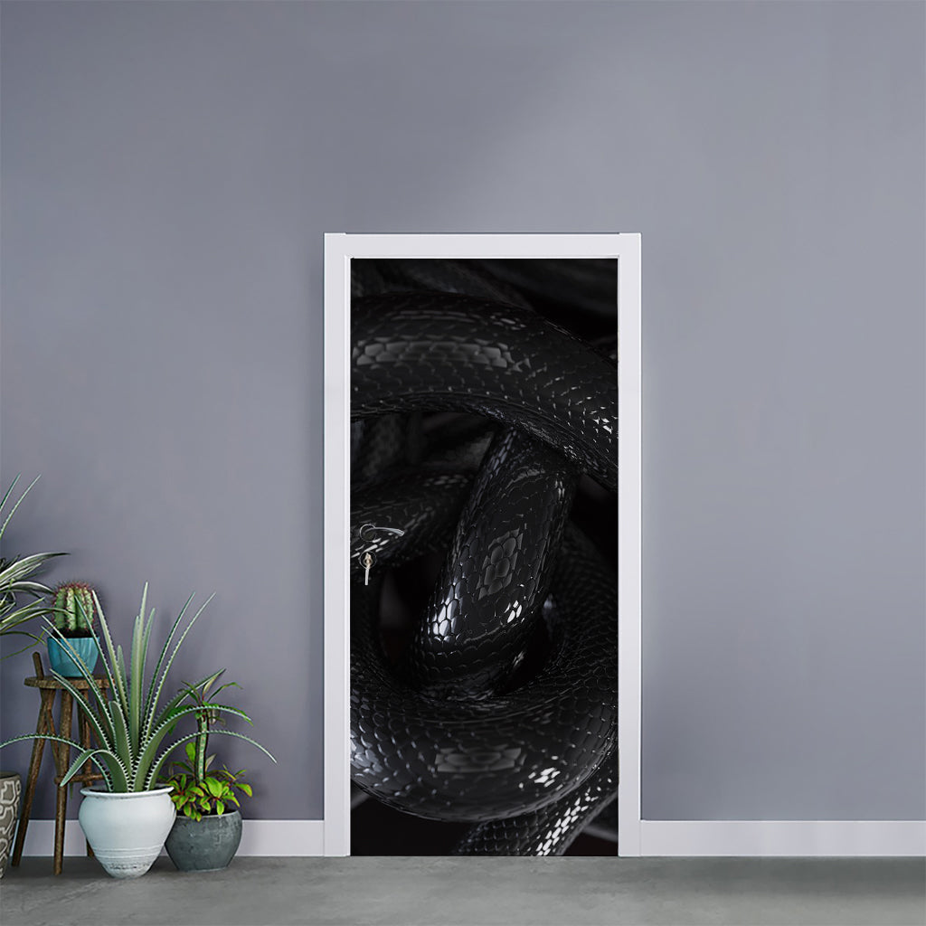 Black Snake Print Door Sticker