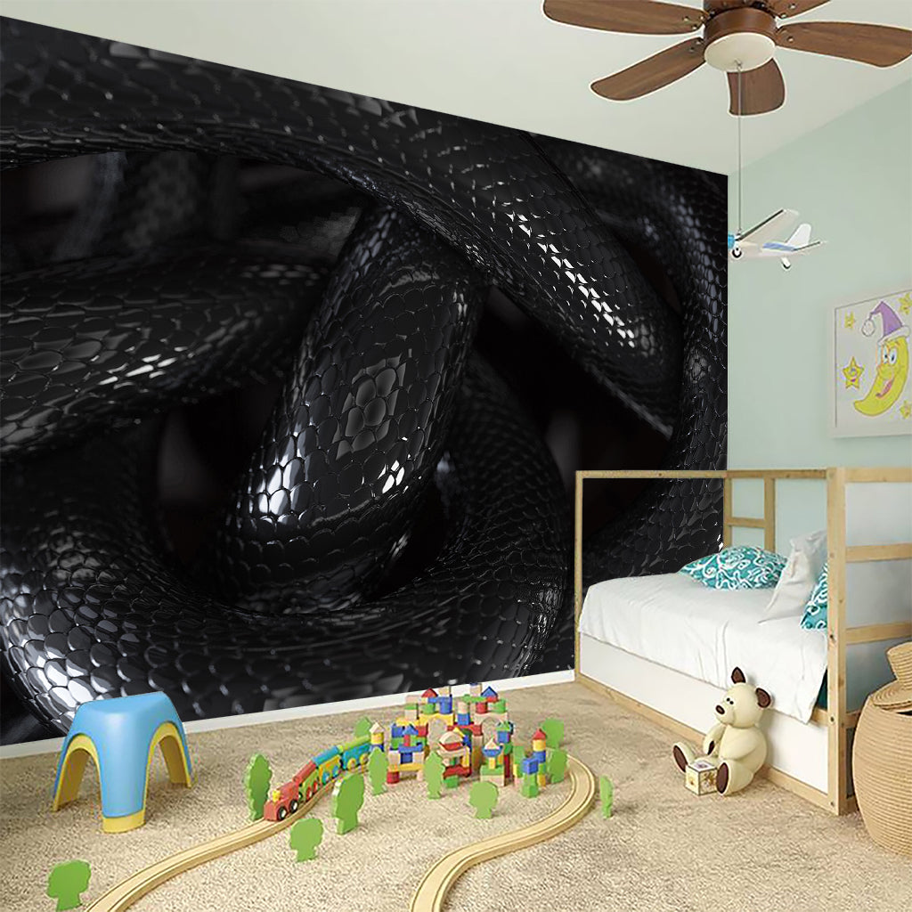 Black Snake Print Wall Sticker
