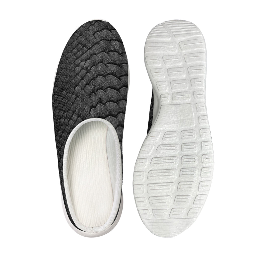 Black Snakeskin Print Mesh Casual Shoes