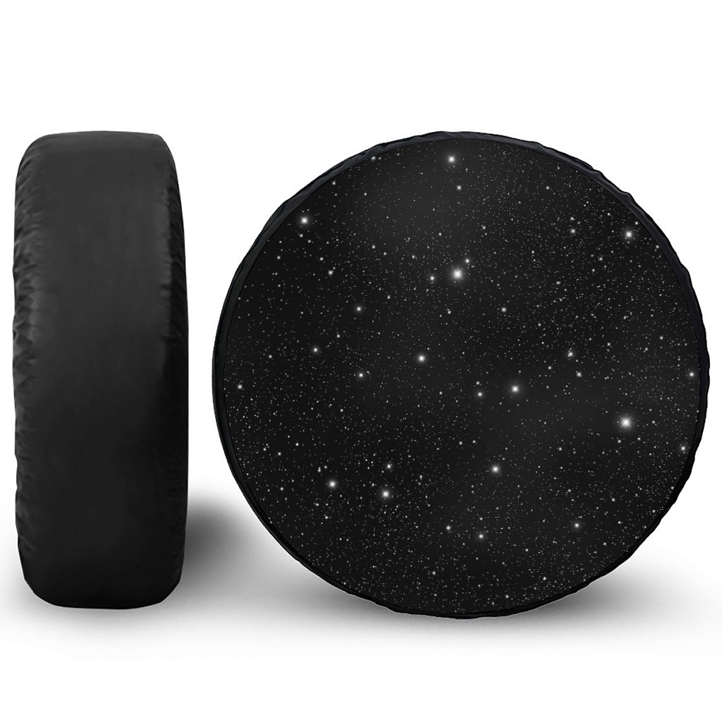 Black Space Print Leather Spare Tire Cover