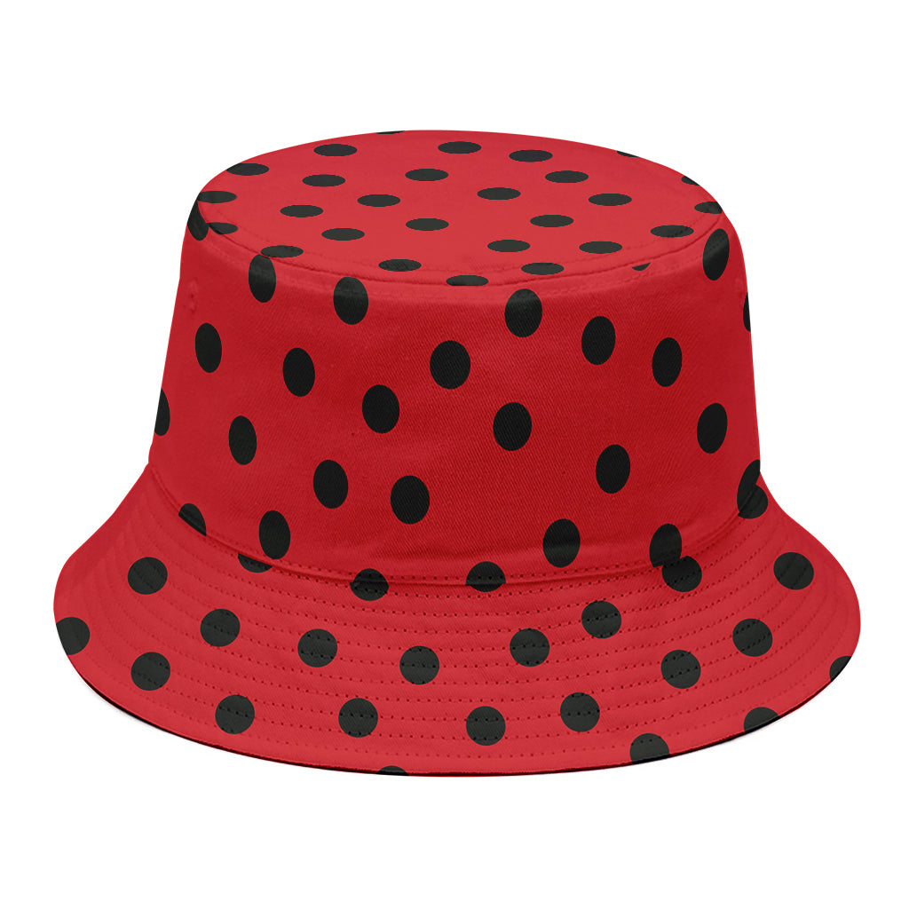 Black Spots Ladybird Pattern Print Bucket Hat
