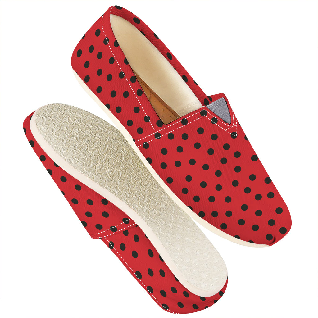 Black Spots Ladybird Pattern Print Casual Shoes