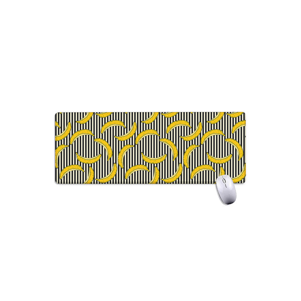Black Striped Banana Pattern Print Extended Mouse Pad
