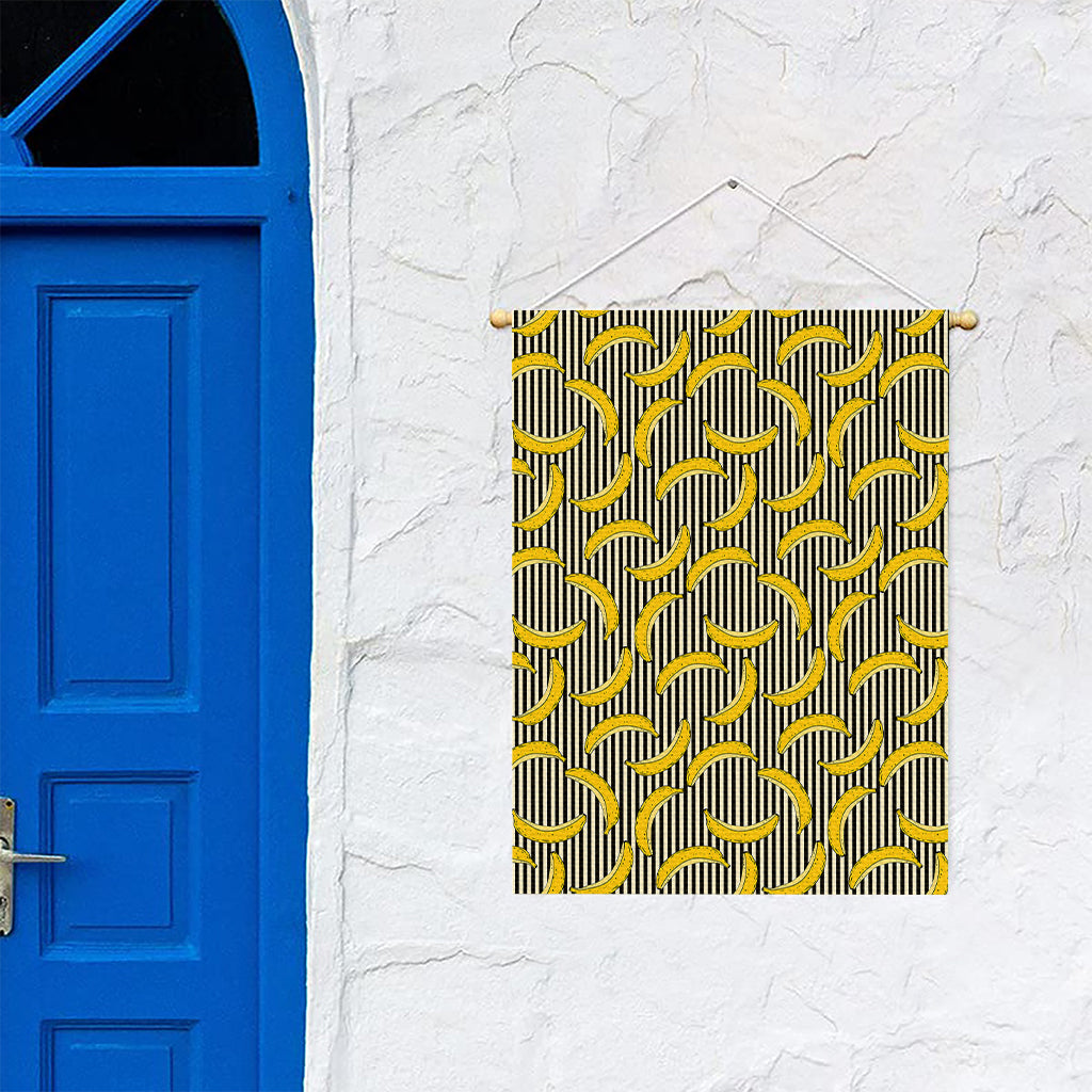 Black Striped Banana Pattern Print Garden Flag