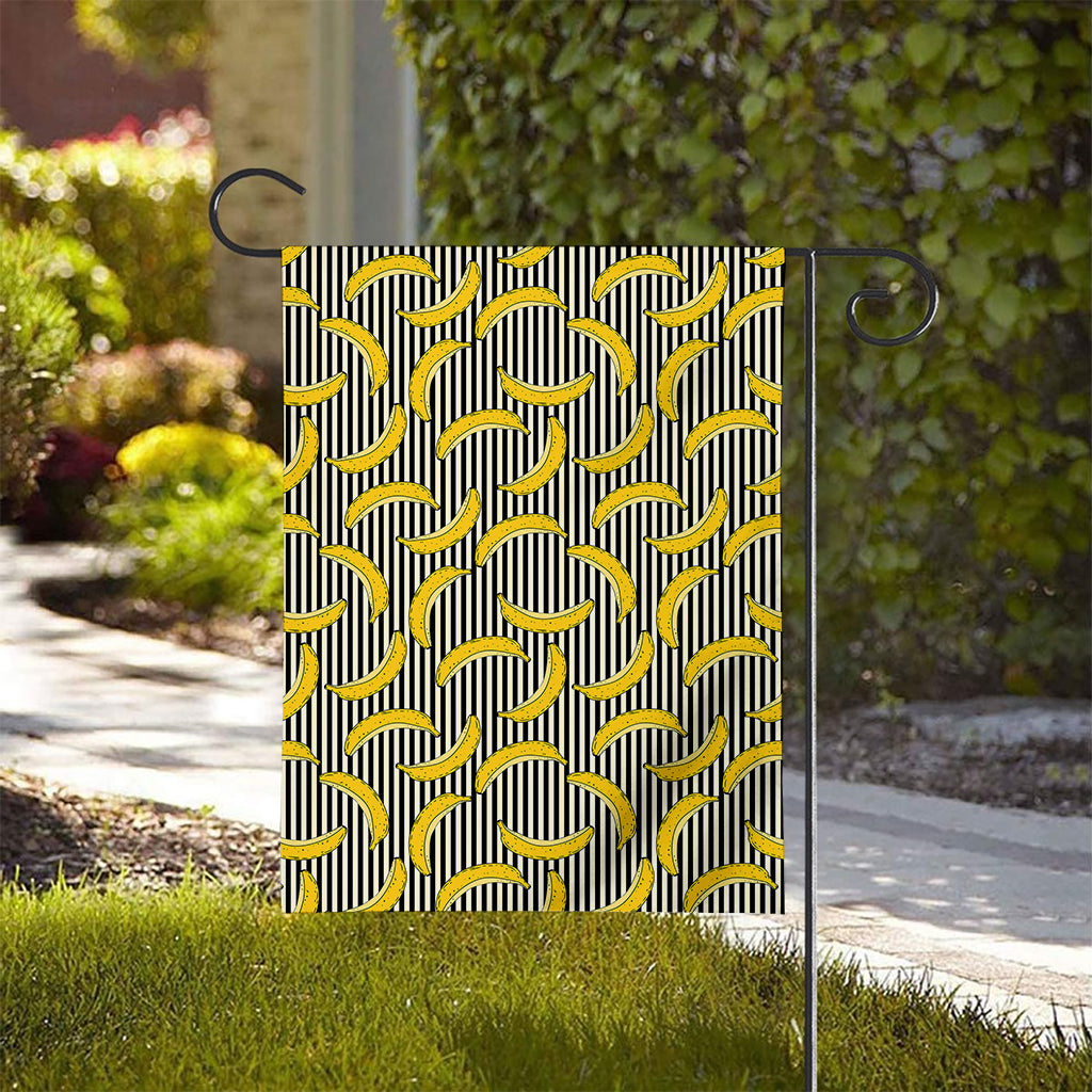 Black Striped Banana Pattern Print House Flag