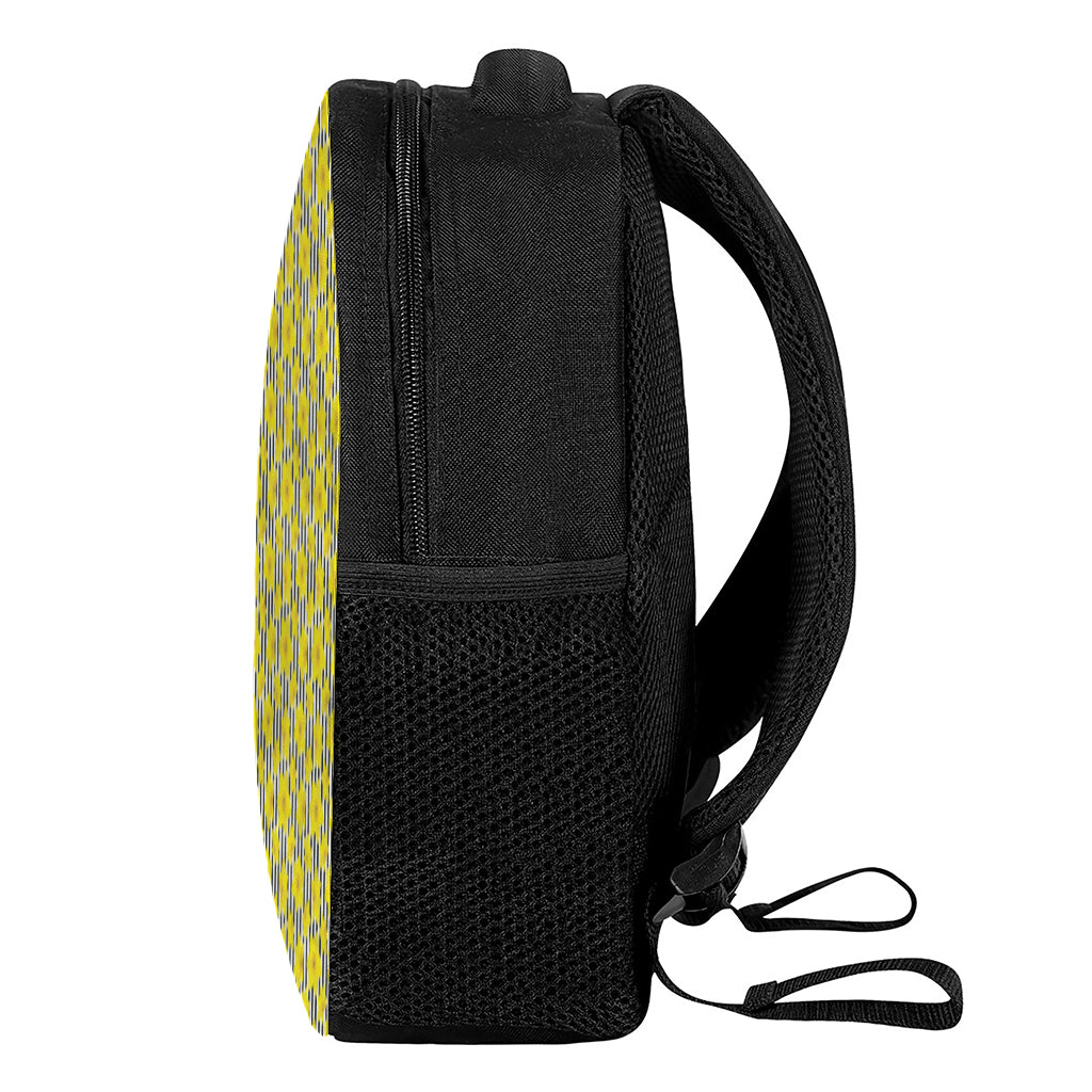 Black Striped Daffodil Pattern Print Casual Backpack