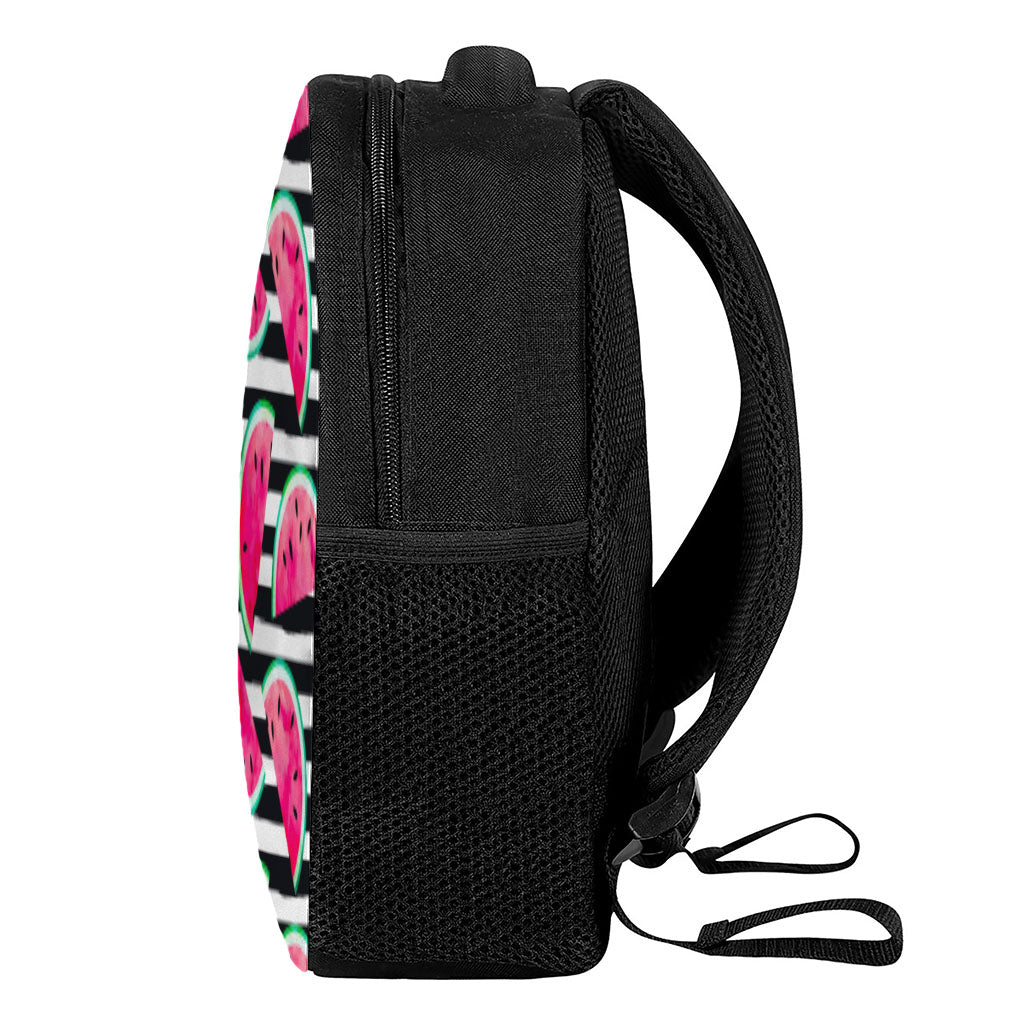 Black Striped Watermelon Pattern Print Casual Backpack