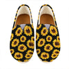 Black Sunflower Pattern Print Casual Shoes