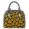 Black Sunflower Pattern Print Shoulder Handbag