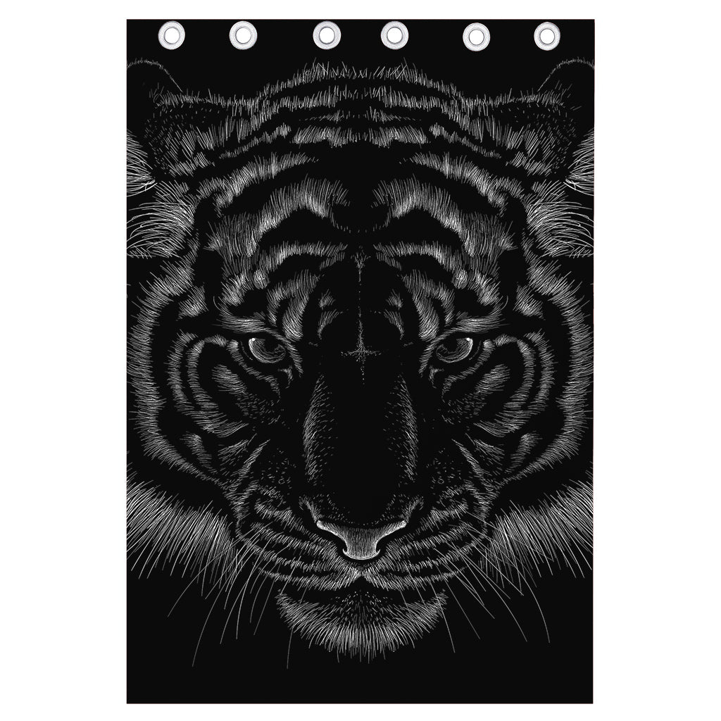 Black Tiger Portrait Print Curtain