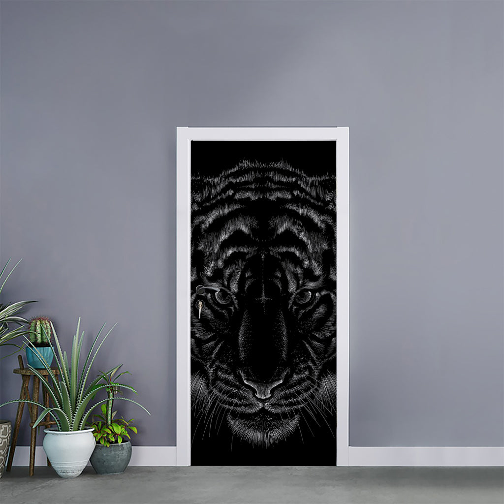 Black Tiger Portrait Print Door Sticker