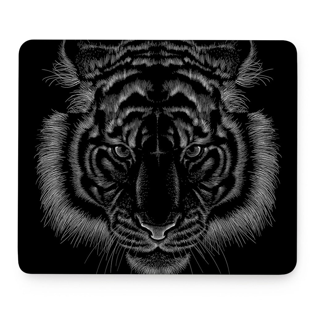 Black Tiger Portrait Print Mouse Pad