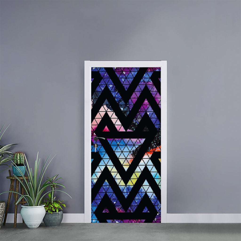 Black Triangle Galaxy Space Print Door Sticker