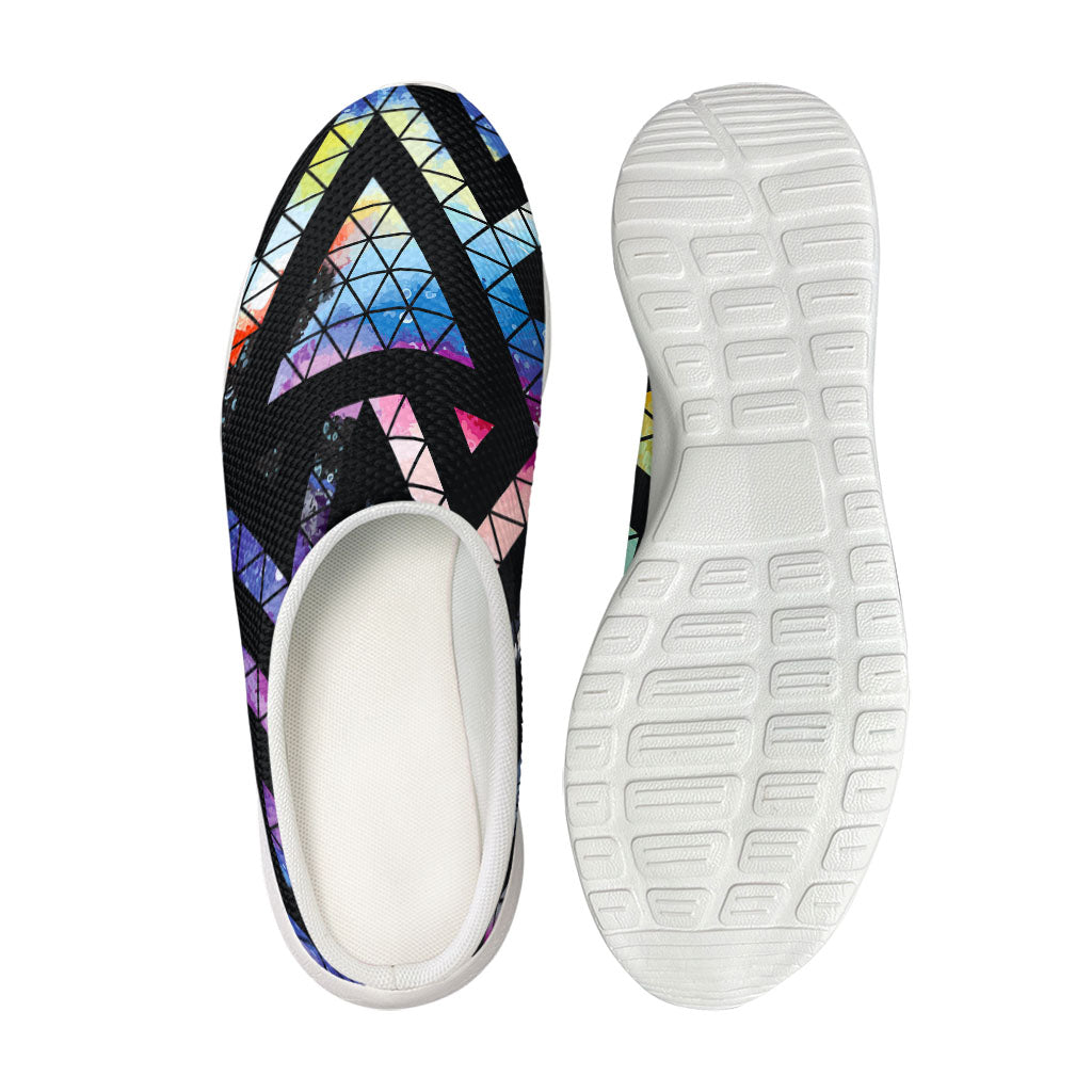 Black Triangle Galaxy Space Print Mesh Casual Shoes
