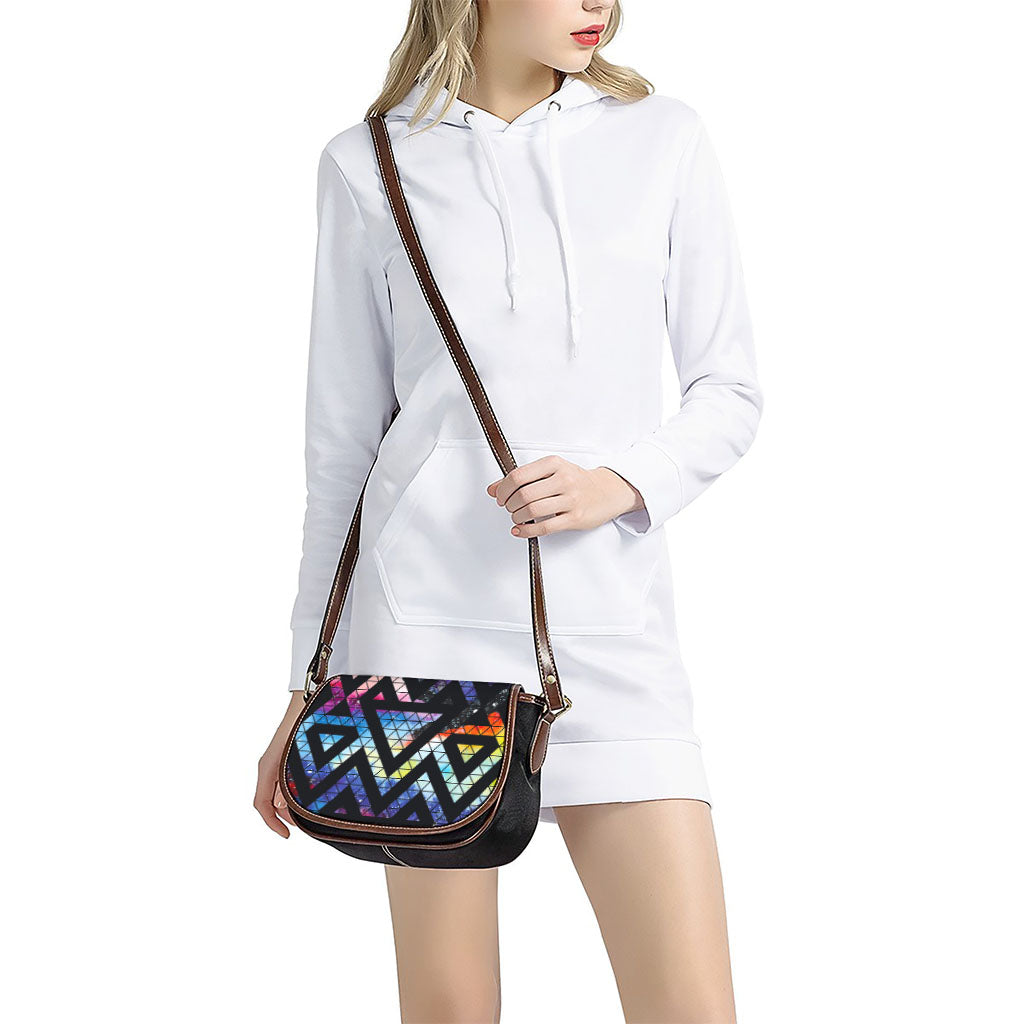 Black Triangle Galaxy Space Print Saddle Bag