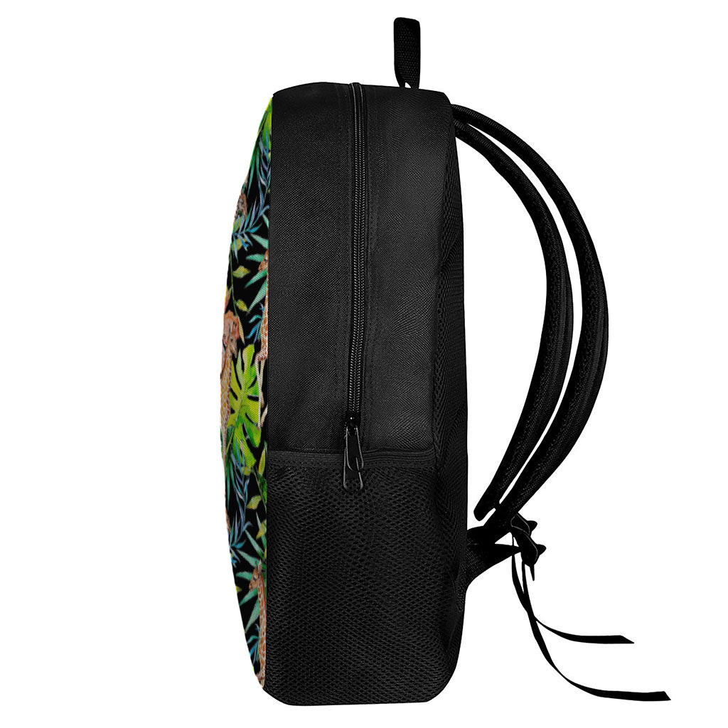 Black Tropical Giraffe Pattern Print 17 Inch Backpack