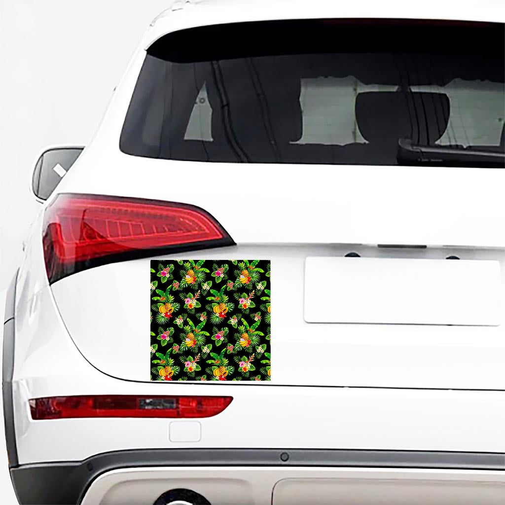 Black Tropical Hawaiian Pattern Print Car Sticker