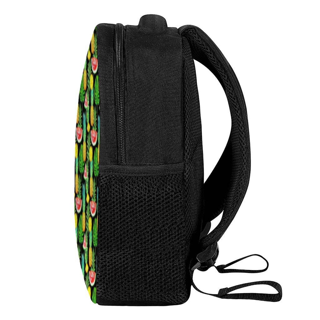 Black Tropical Pineapple Pattern Print Casual Backpack