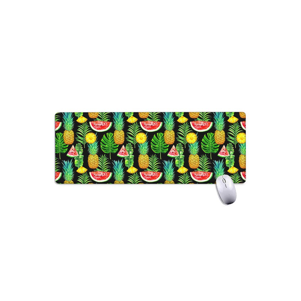 Black Tropical Pineapple Pattern Print Extended Mouse Pad